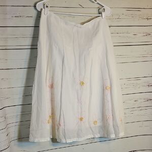 SOHO COMPAGNIE‎ Womens White Cotton Embroidered Flower Skirt Size 10